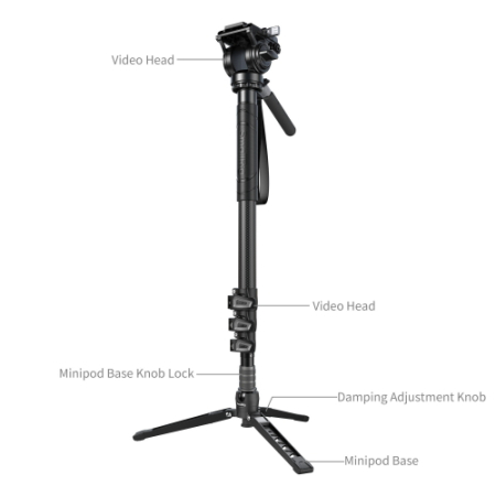 SmallRig 6623 - profesjonalny monopod Carbon z głowicą video i podstawą - szczegóły